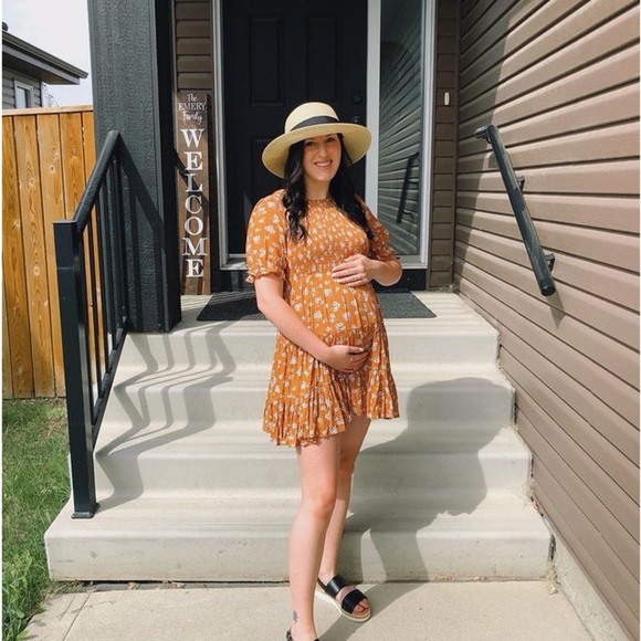 Pinkblush rust floral flower daisy smocked top mini dress nwt - Picture 8 of 9